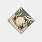 Serviette En Papier Enfants japonais roulant une grosse boule de neige (Coin)