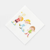 Serviette En Papier Enfants Jouant Au Sport (Coin)