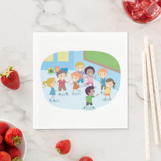 Serviette En Papier Enfants Jouant En Classe (En situation)