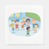 Serviette En Papier Enfants Jouant En Classe (Devant)