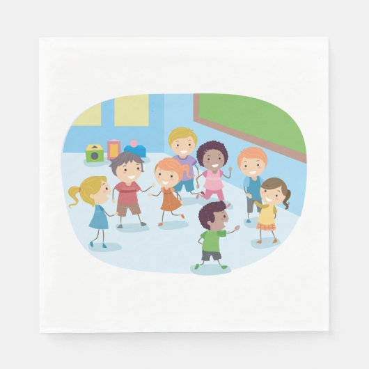 Serviette En Papier Enfants Jouant En Classe (Devant)