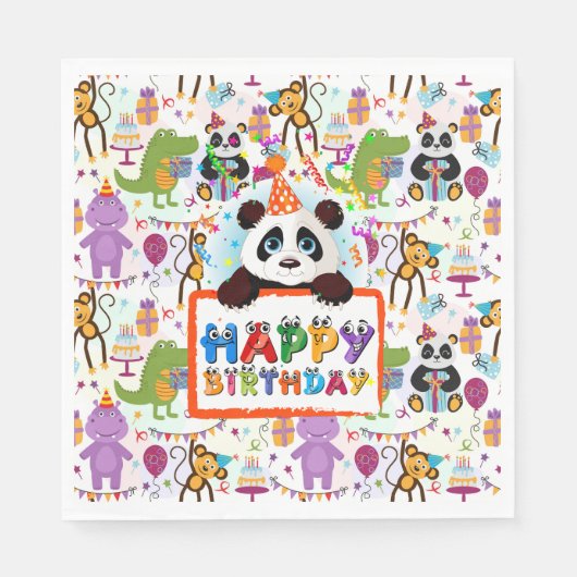 Serviette En Papier Enfants Joyeux anniversaire (Devant)