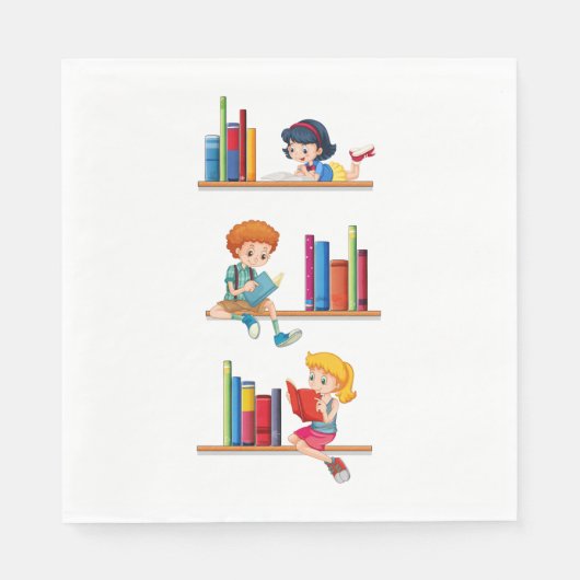 Serviette En Papier Enfants Lecture Livres (Devant)