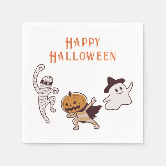 Serviette En Papier Enfants mignons Citrouille Monster Halloween Party (Devant)