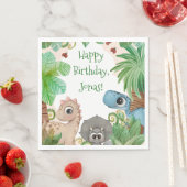 Serviette En Papier Enfants personnalisés Dinosaure Anniversaire (En situation)