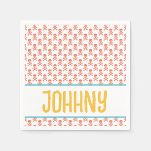 Serviette En Papier Enfants Pirate Crossbones NOM Moderne Orange Fun