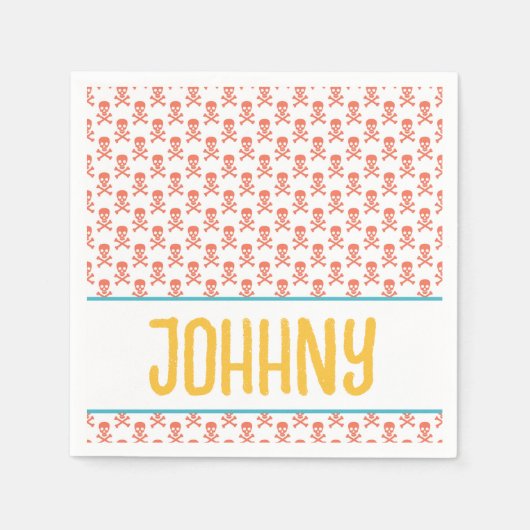 Serviette En Papier Enfants Pirate Crossbones NOM Moderne Orange Fun (Devant)