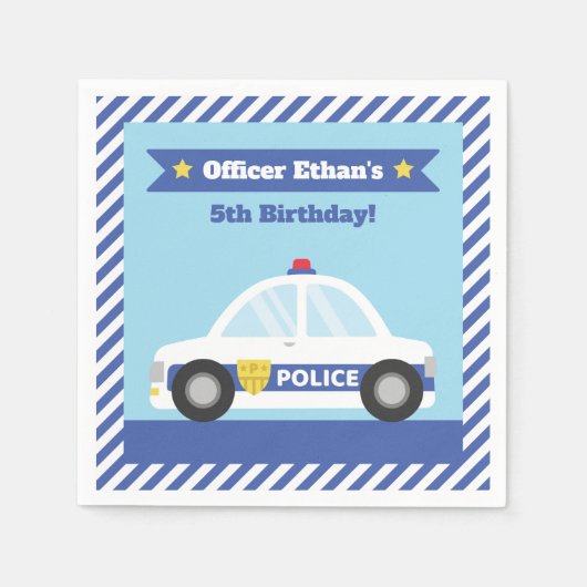 Serviette En Papier Enfants Police Anniversaire Fournitures de fête (Devant)