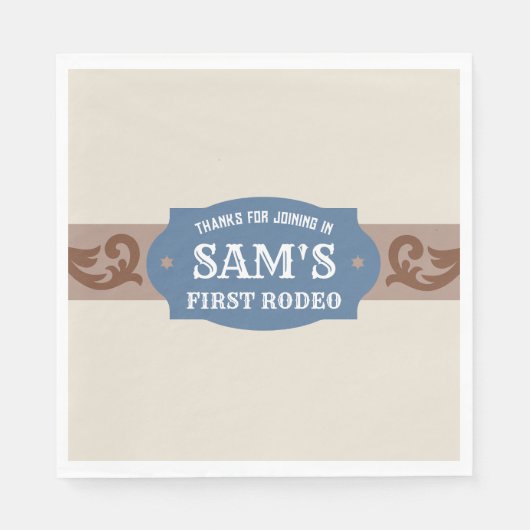 Serviette En Papier Enfants Rodeo Blue/Brown Western Anniversaire Part (Devant)