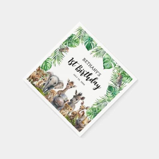 Serviette En Papier Enfants Safari Animaux Party (Coin)