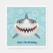Serviette En Papier Enfants Shark Aqua Parties scintillant Anniversair (Devant)