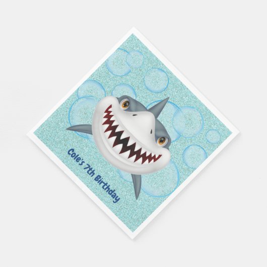 Serviette En Papier Enfants Shark Aqua Parties scintillant Anniversair (Coin)