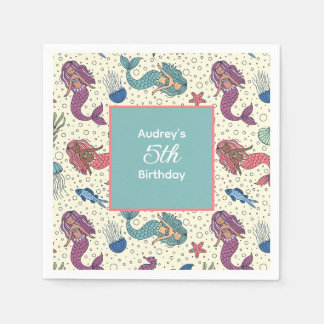 Serviette En Papier Enfants Sirène Anniversaire