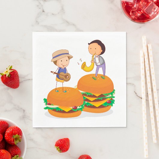 Serviette En Papier Enfants Sur Burgers Aliments Serviettes