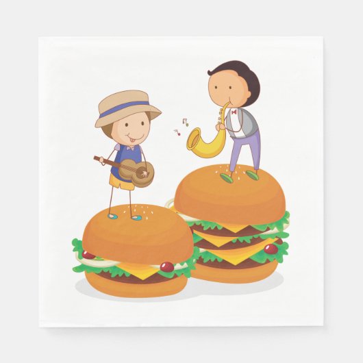 Serviette En Papier Enfants Sur Burgers Aliments Serviettes (Devant)