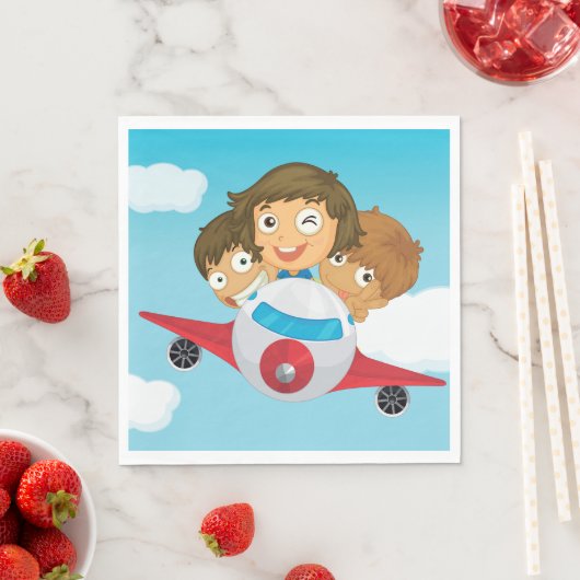 Serviette En Papier Enfants Sur Un Avion (En situation)