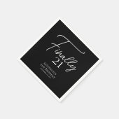 Serviette En Papier Enfin 21 Noir & Blanc 21e anniversaire (Coin)
