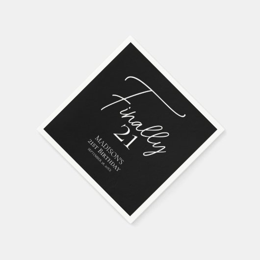 Serviette En Papier Enfin 21 Noir & Blanc 21e anniversaire (Coin)