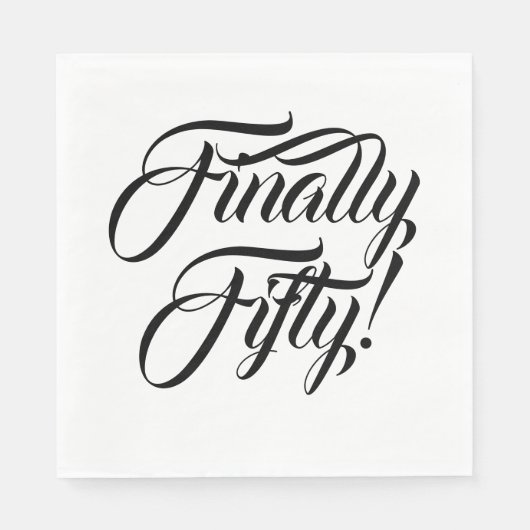 Serviette En Papier Enfin Cinquante Anniversaire Noir Blanc (Devant)