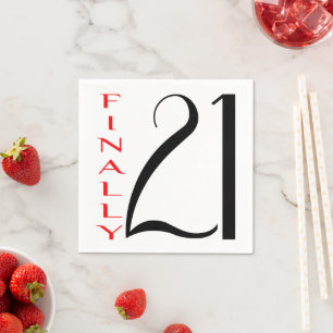 Serviette En Papier Enfin Vingt et un ans 21e anniversaire