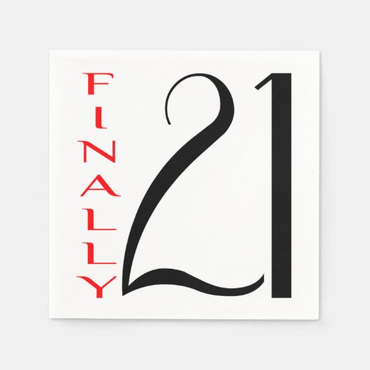 Serviette En Papier Enfin Vingt et un ans 21e anniversaire (Devant)