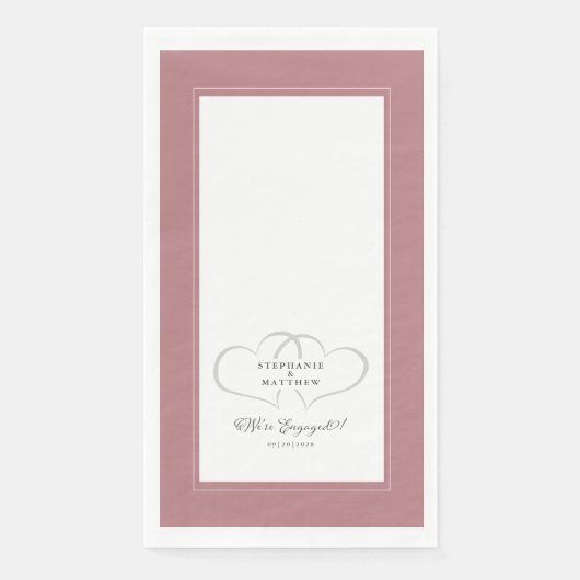 Serviette En Papier Engagé Élégant Mariage Fiançailles Chic Dusty Rose (Devant)