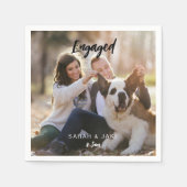 Serviette En Papier Engaged Couple Photo With Pet Fun Cocktail  (Devant)