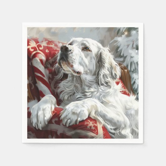 Serviette En Papier English Setter Dog Christmas Festive (Devant)