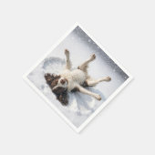Serviette En Papier English Springer Spaniel Making a Snow Angel (Coin)