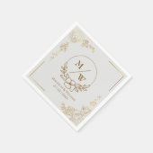 Serviette En Papier Engraving Golden Floral Mariage (Coin)
