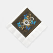 Serviette En Papier Engrenages à vapeur et papillons bleus (Coin)