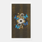 Serviette En Papier Engrenages à vapeur et papillons bleus (Devant)