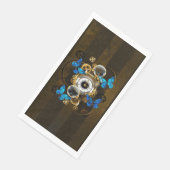 Serviette En Papier Engrenages à vapeur et papillons bleus (Coin)