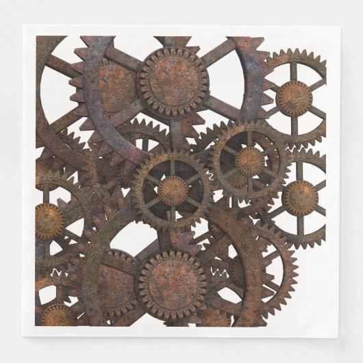 Serviette En Papier Engrenages métalliques Rusty Steampunk (Devant)