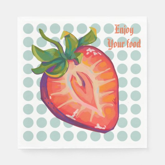 Serviette En Papier Enjoy your food. Strawberry (Devant)