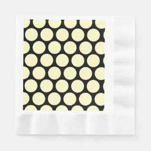 Serviette En Papier Énorme citron Pois jaunes sur noir