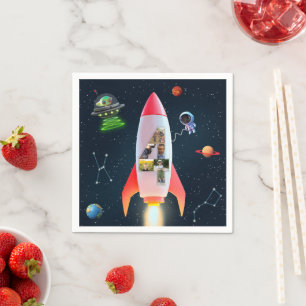 Serviette En Papier Énorme Quatre avec photos   4e anniversaire Rocket