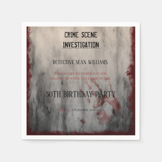 Serviette En Papier Enquête sur la scène de crime 50e anniversaire (Devant)