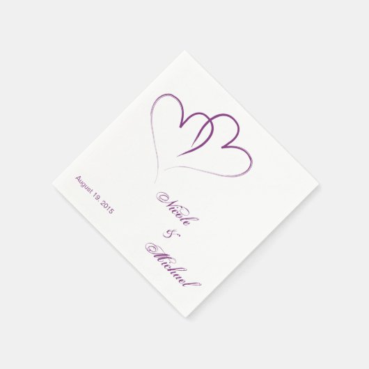 Serviette En Papier Enregistrer la date - Deux coeurs entrelacés (Coin)