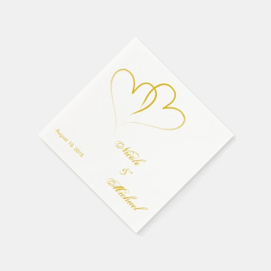 Serviette En Papier Enregistrer la date - Deux coeurs entrelacés (Coin)