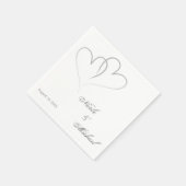 Serviette En Papier Enregistrer la date - Deux coeurs entrelacés (Coin)