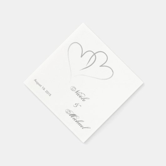 Serviette En Papier Enregistrer la date - Deux coeurs entrelacés (Coin)