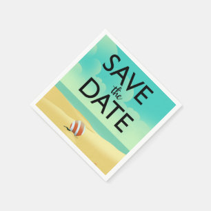 Serviette En Papier Enregistrer la plage Vintage de date