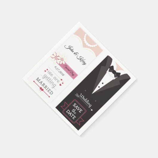 Serviette En Papier Enregistrer le Faire-part de mariage de la mariée  (Coin)