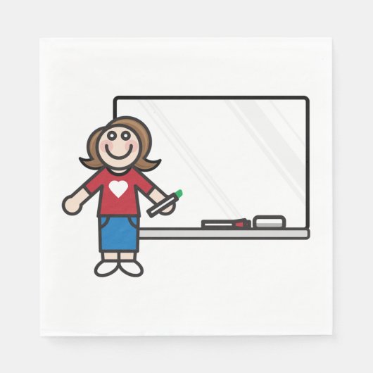 Serviette En Papier Enseignant Et Napkins En Tableau Blanc (Devant)