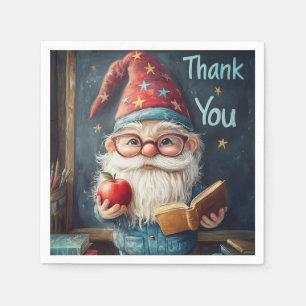 Serviette En Papier Enseignant Gnome Cute - Illustration Merci