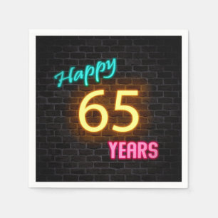 Serviette En Papier enseigne néon lumineuse 65 sur mur de briques