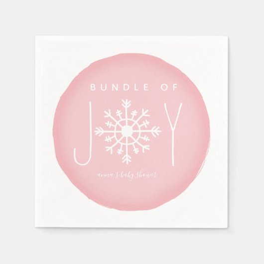 Serviette En Papier Ensemble De Joy Winter Baby shower Rose (Devant)