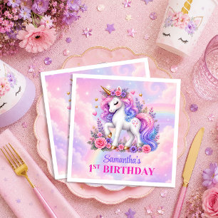 Serviette En Papier Ensemble de serviettes d'anniversaire licorne arc-