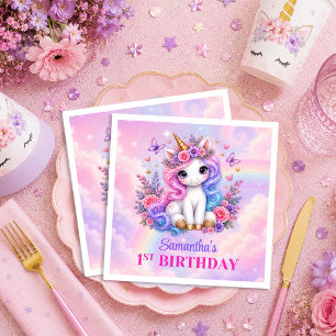 Serviette En Papier Ensemble de serviettes d'anniversaire licorne past